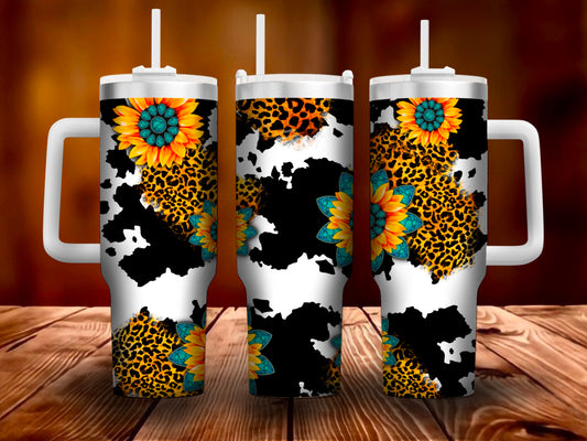 Sunflower/Cowhide 40oz Tumbler