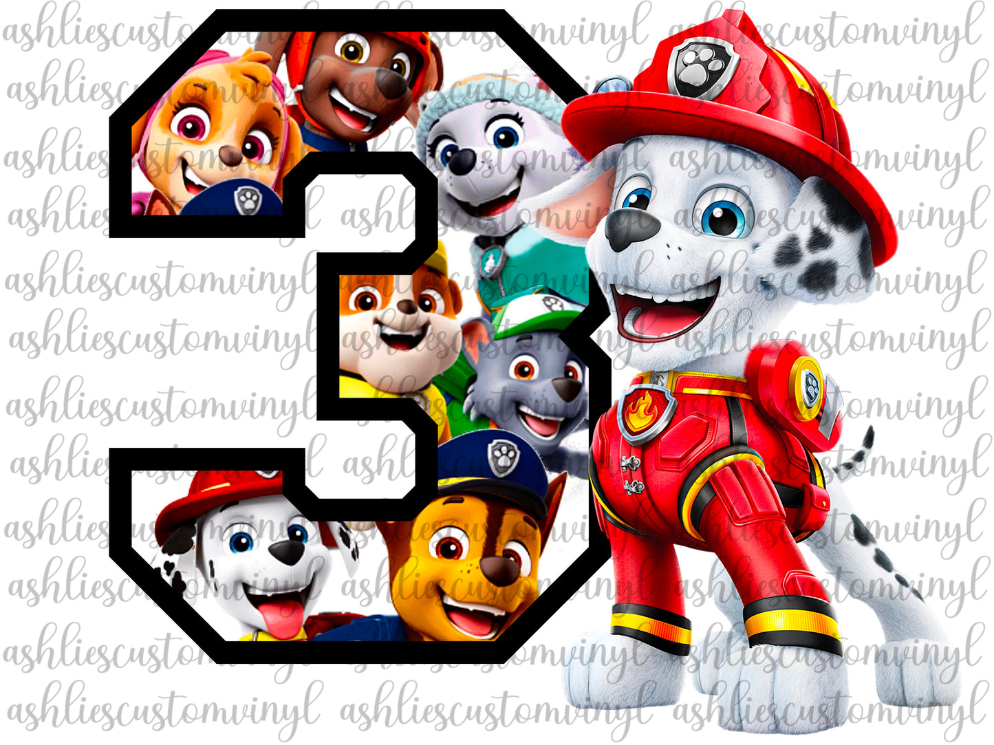 Three Marshall Paw Patrol