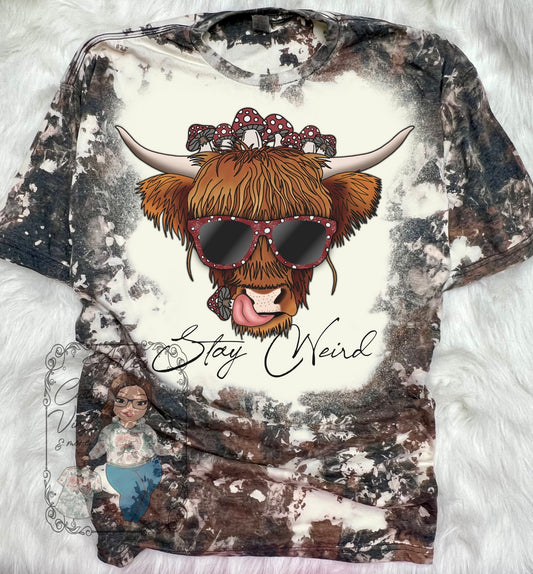 Stay Weird Mushroom Cowhide Tee