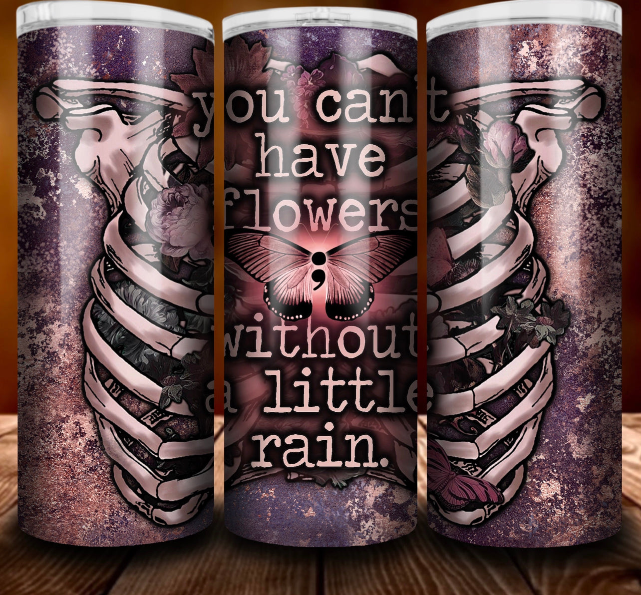 Flowers Without Rain Purple Tumbler Wrap