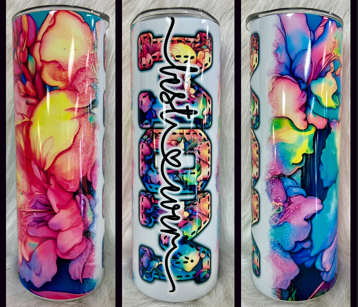 Neon Flowers Mom Tumbler