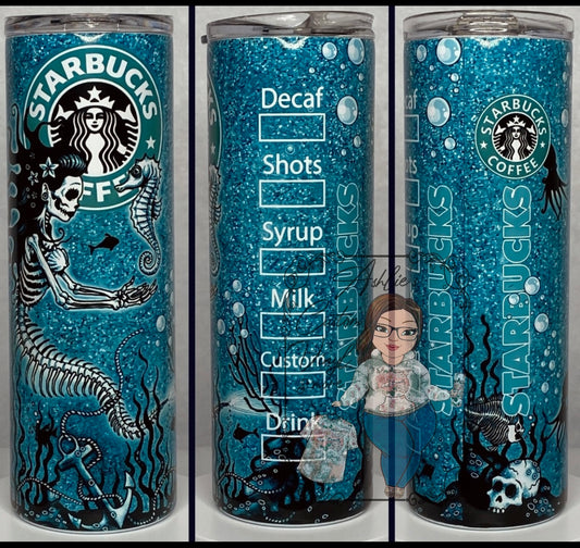 Skeleton Mermaid Coffee Tumbler