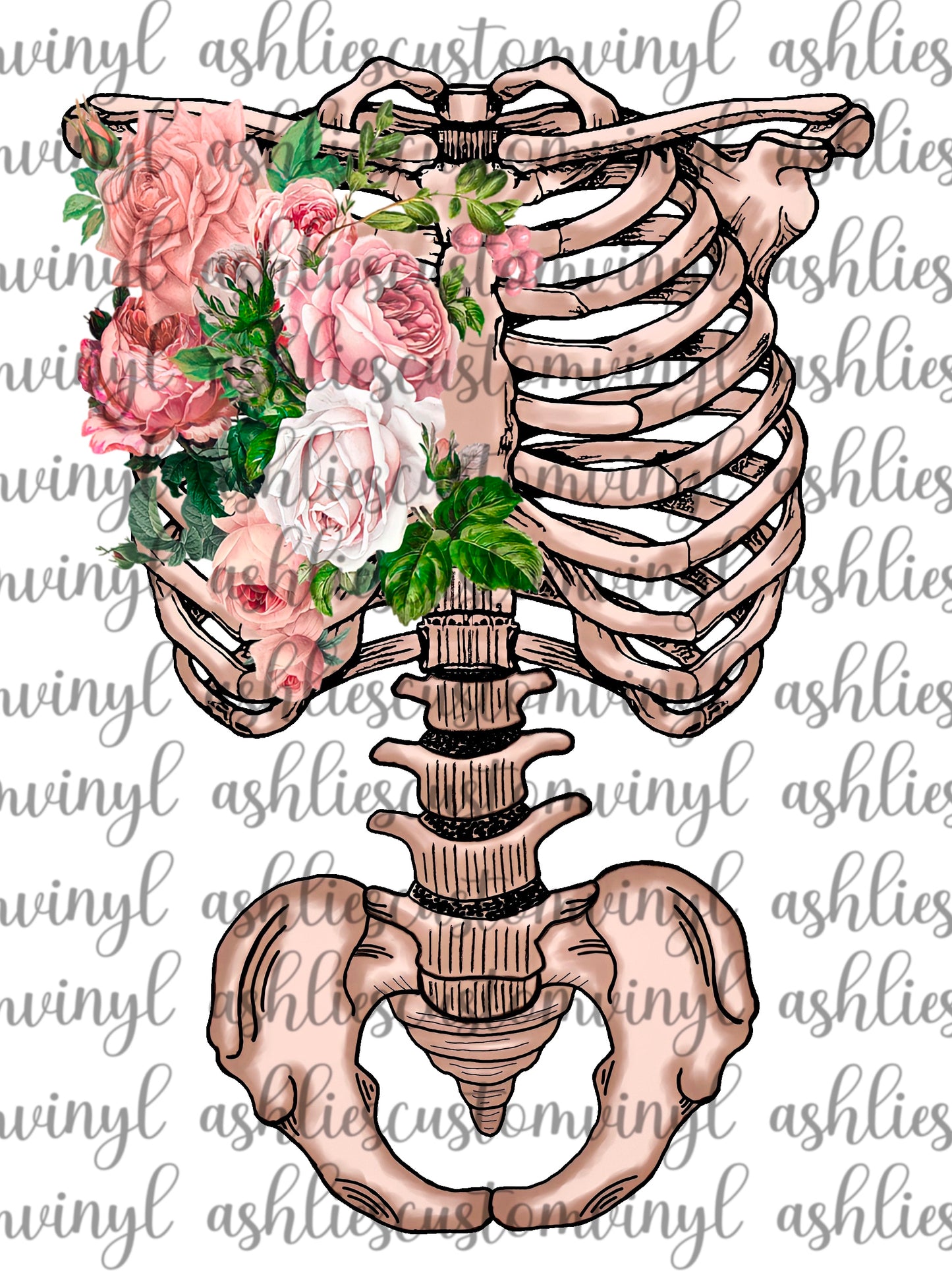 Skeleton Torso Flowers png file