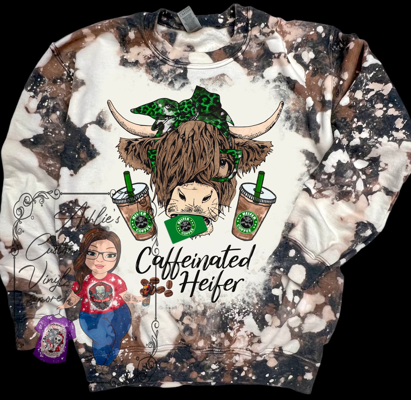 Caffeinated Heifer Cowhide Sweatshirt