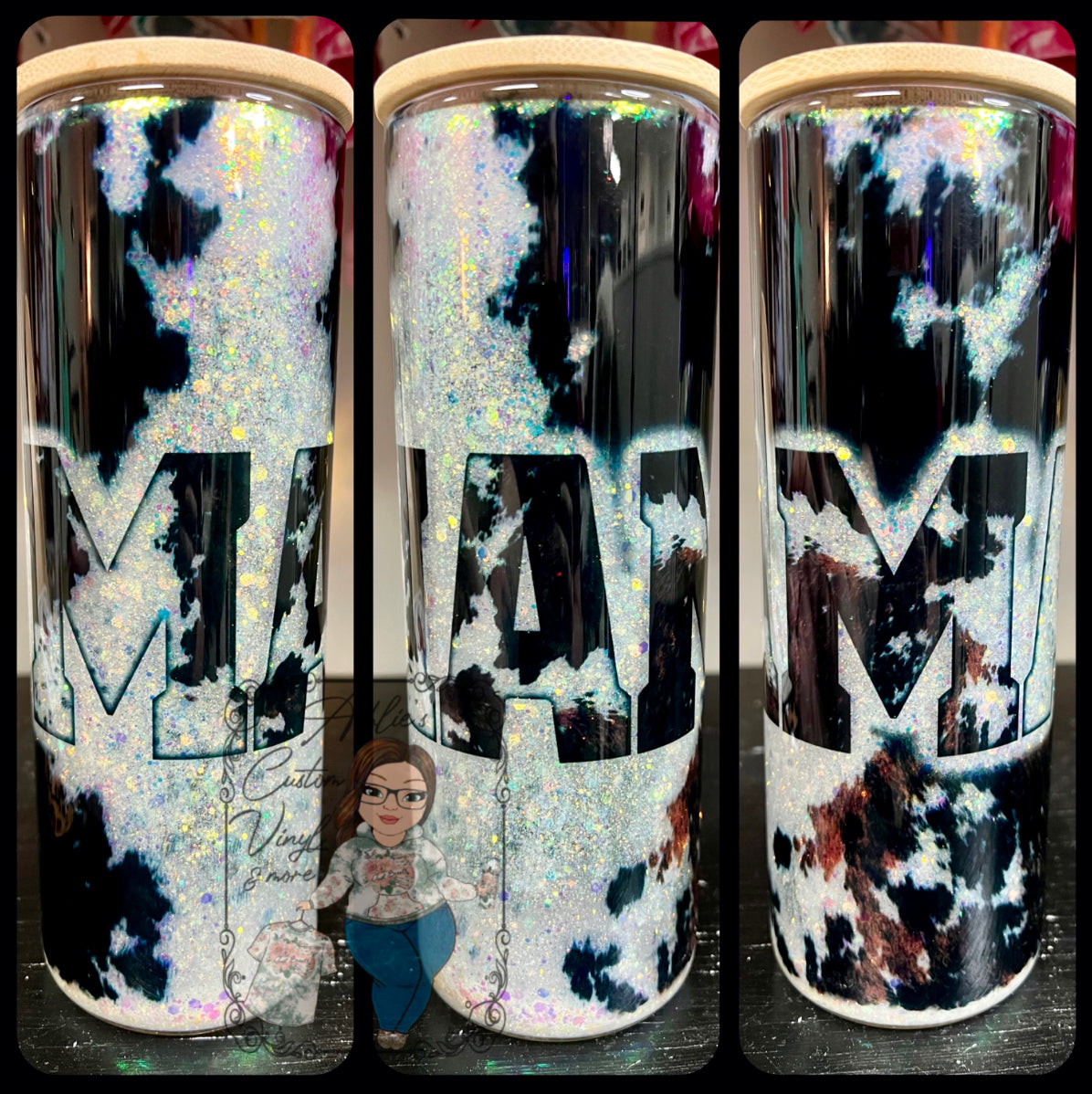 Cowhide Mama Glass Tumbler